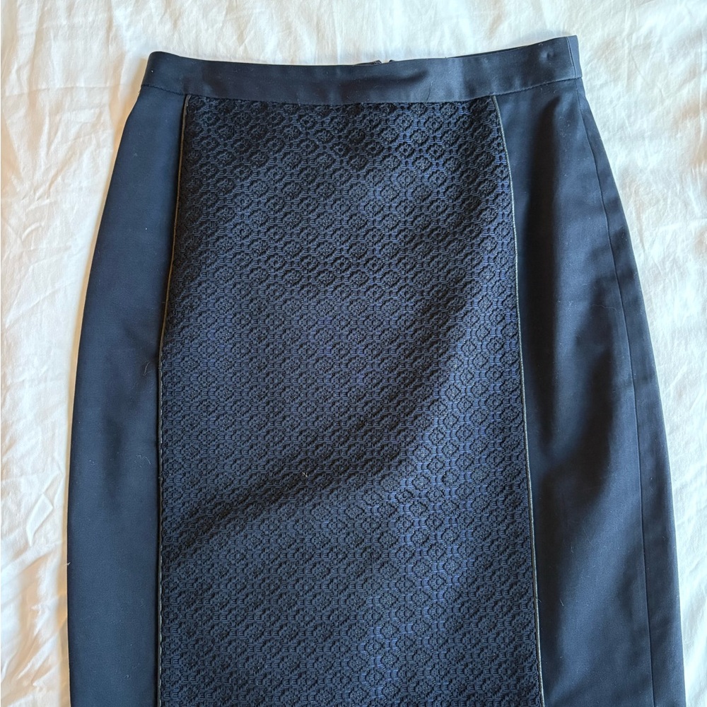 Club Monaco Textured Navy Pencil Skirt